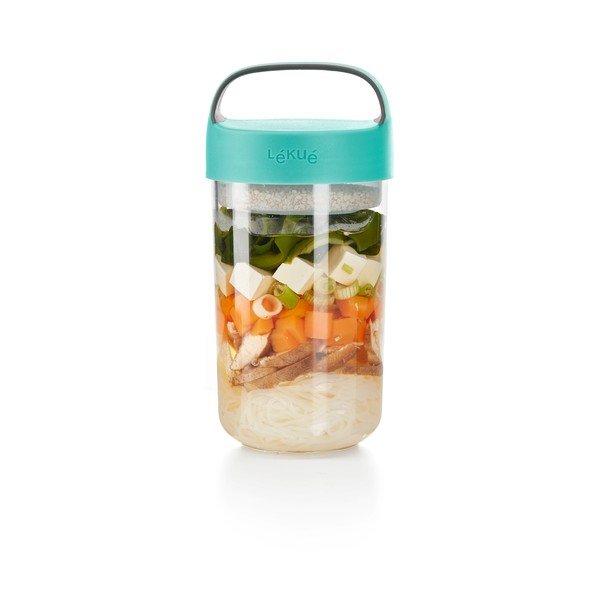 Dóza na polievku s tyrkysovomodrým viečkom Lékué To Go, 600 ml