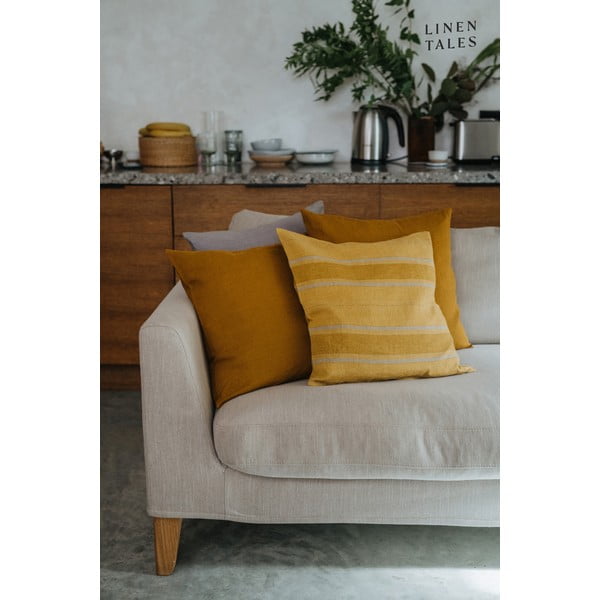 Ľanová obliečka na vankúš 40x40 cm Amber Bronze Stripes – Linen Tales-image-1