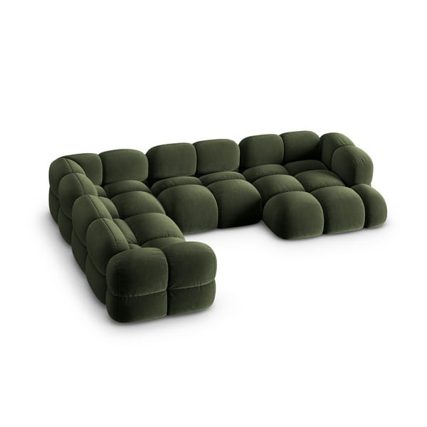 Zelená zamatová rohová pohovka (ľavý roh/do tvaru "U") Loretto – Cosmopolitan Design-image-1