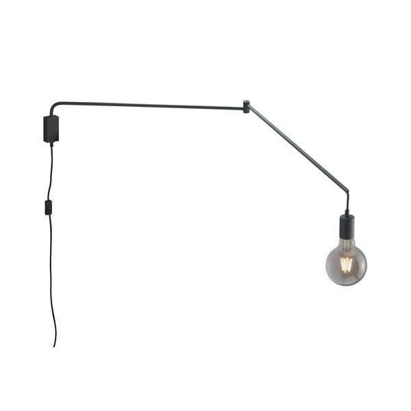 Matne čierne nástenné svietidlo s ohýbateľnou konštrukciou do zásuvky Line – Trio