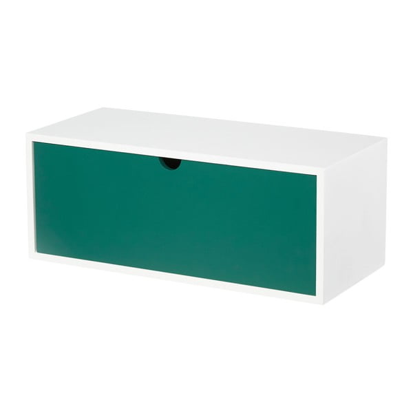 Bielo-zelený nástenný odkladací stolík so zásuvkou Furniteam Design