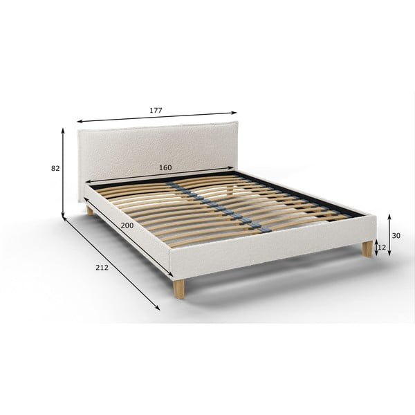 Krémová čalúnená dvojlôžková posteľ s roštom 160x200 cm Tina - Ropez-image-4