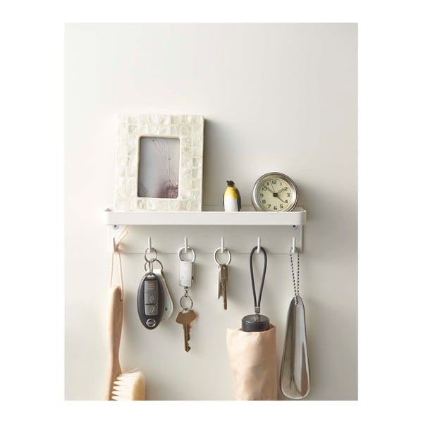 Biely nástenný vešiak na kľúče s poličkou YAMAZAKI Smart-image-4