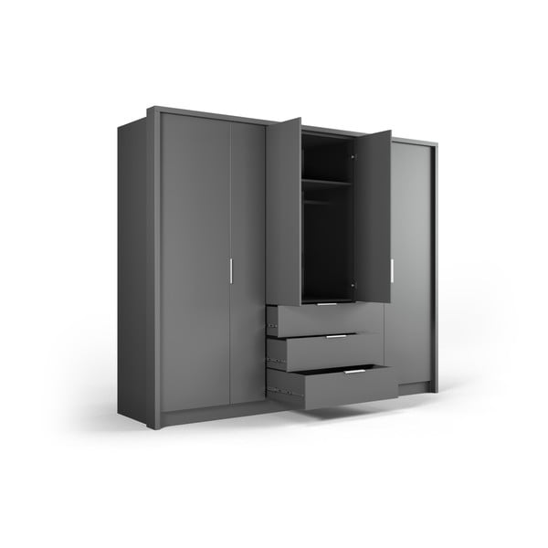 Sivá šatníková skriňa 255x217 cm Wells - Cosmopolitan Design-image-3