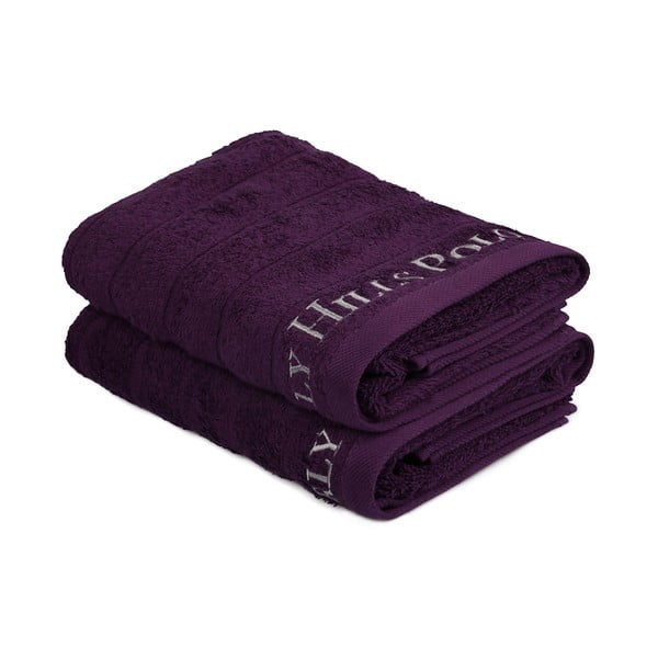 Sada 2 fialových uterákov na ruky, 90 x 50 cm
