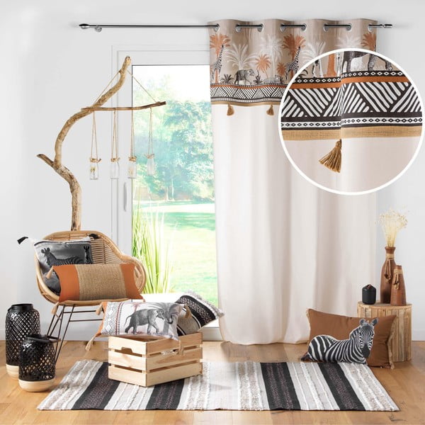 Hnedý/v prírodnej farbe bavlnený záves 140x240 cm Kenya Lodge – douceur d'intérieur-image-4