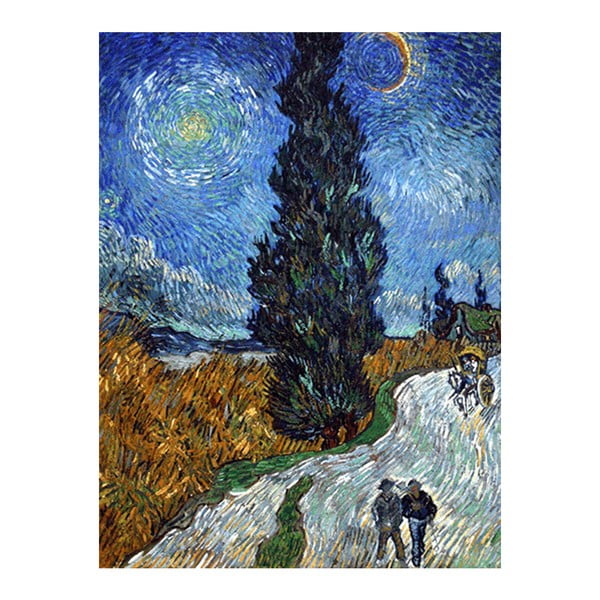 Obraz Vincenta van Gogha - Country road in Provence by night, 40x30 cm