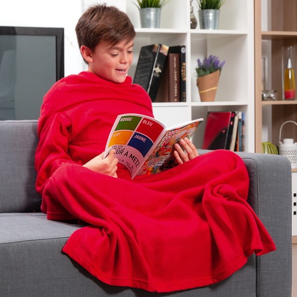 Extra mäkká červená detská deka s rukávmi InnovaGoods