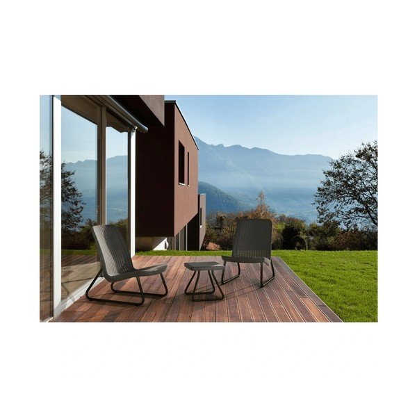 Tmavosivá záhradná lounge súprava z umelého ratanu pre 2 osoby Rio – Keter-image-1