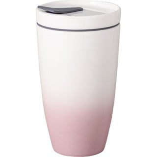 Ružovo-biely porcelánový termohrnček Villeroy & Boch Like To Go, 350 ml