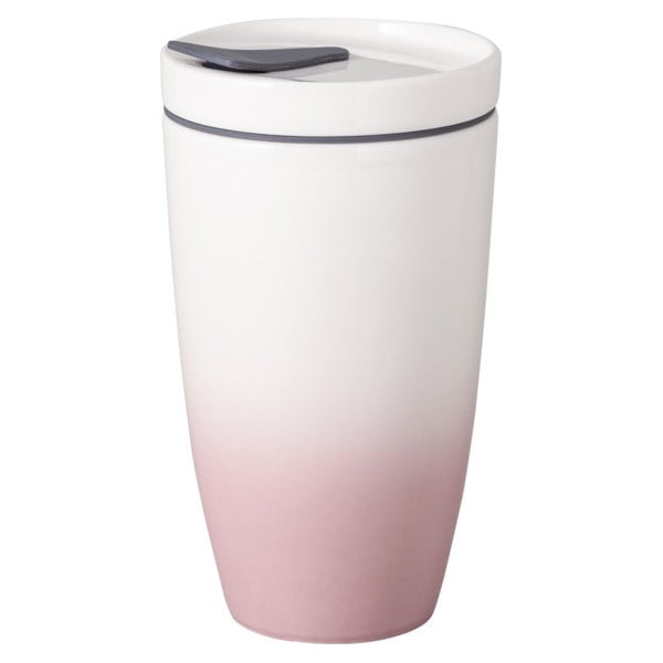 Ružovo-biely porcelánový cestovný hrnček Villeroy &amp; Boch Like To Go, 350 ml