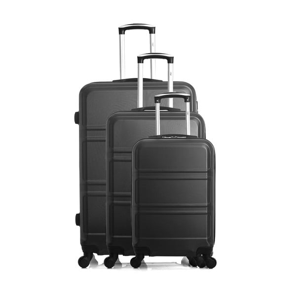 Sada 3 čiernych cestovných kufrov na kolieskach Hero Utah