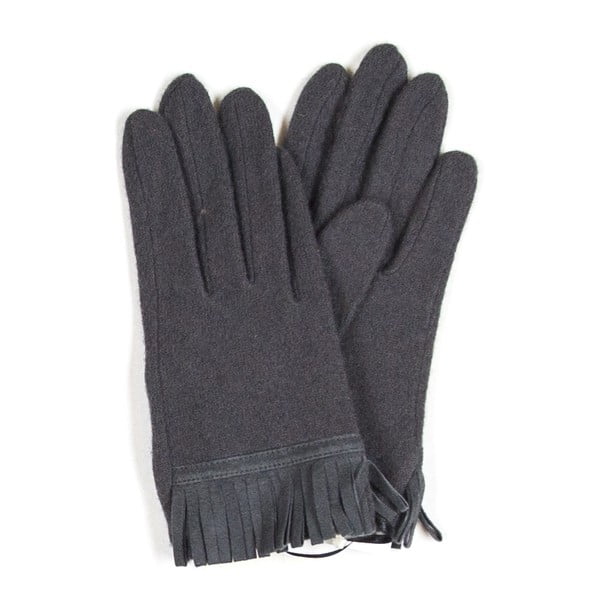 Sivé rukavice so strapcami Silk and Cashmere franges