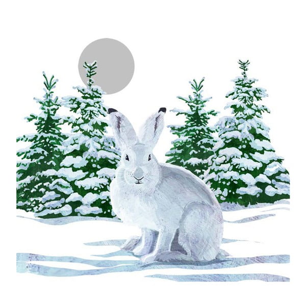 Balenie 10 papierových obrúskov s vianočným motívom PPD Snow Rabbit