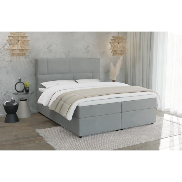 Svetlosivá boxspring posteľ s úložným priestorom 180x200 cm Lola – Ropez-image-1