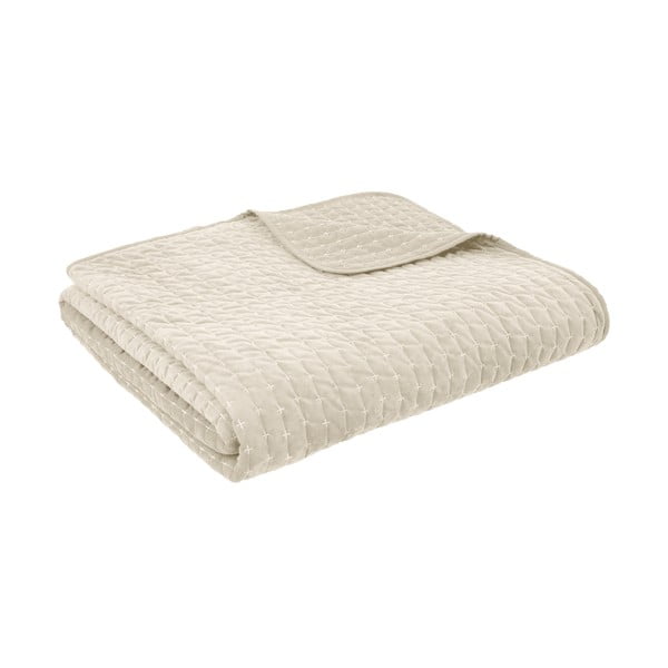 Béžový zamatový prešívaný pléd 240x260 cm Attica Velvet Embroidered – Bianca