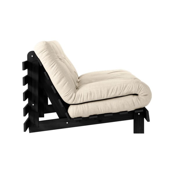 Sivobéžová ľanová rozkladacia pohovka 140 cm Roots Black Night – Karup Design-image-4