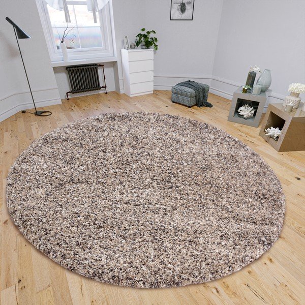 Béžový okrúhly koberec ø 120 cm Shag – Hanse Home-image-1