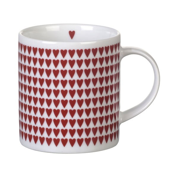 Červený porcelánový hrnček Parlane Hearts, 8,5 cm