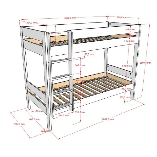 Biela poschodová detská posteľ s roštom 90x200 cm Primo – Vipack-image-2