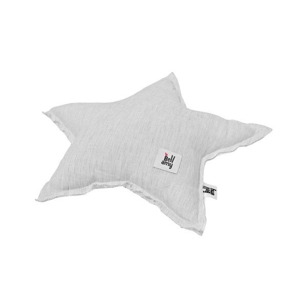 Sivý detský ľanový vankúš v tvare hviezdy BELLAMY Stripes-image-2