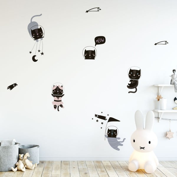 Sada nástenných detských samolepiek Ambiance Scandinavian Animals Cosmonaut Cats-image-1