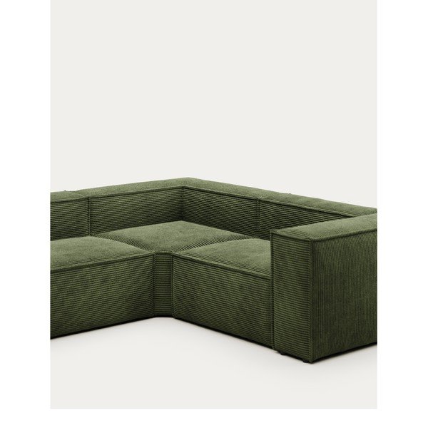 Zelená menčestrová rohová pohovka Blok – Kave Home-image-4