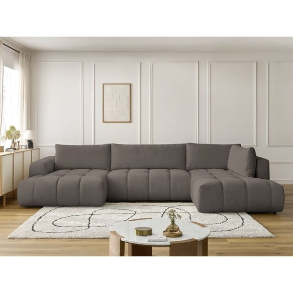Tmavosivá rozkladacia/s úložným priestorom rohová pohovka (pravý roh/do tvaru "U") Fuji – Bobochic Paris-image-1