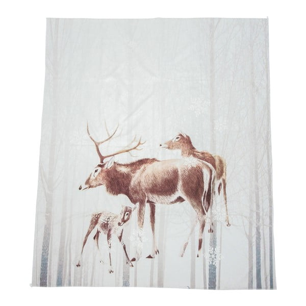 Biela deka J-Line Deer, 130x160 cm