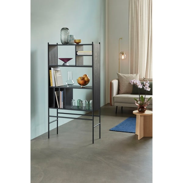 Čierna knižnica z jaseňového dreva Hübsch Divide, 79 x 160 cm-image-2