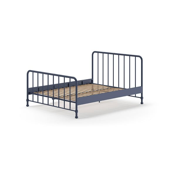 Modrá kovová dvojlôžková posteľ s roštom 160x200 cm BRONXX – Vipack-image-2