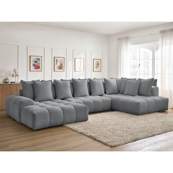 Tmavosivá ženilková rozkladacia/s úložným priestorom rohová pohovka (pravý roh/do tvaru "U") Everest – Bobochic Paris-image-1