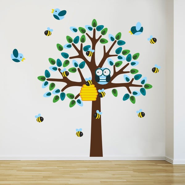 Samolepka na stenu Strom a včielky, 2 archy, 70x50 cm
