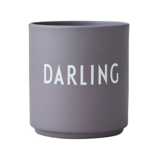 Sivý porcelánový hrnček Design Letters Darling, 300 ml