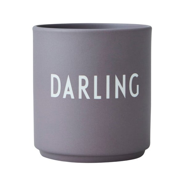Sivý porcelánový hrnček Design Letters Darling, 300 ml