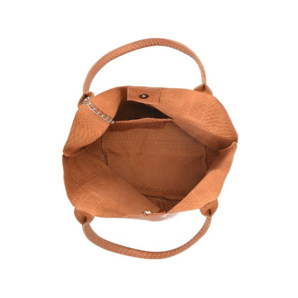 Koňakovohnedá kožená kabelka shopper Renata Corsi Lola-image-3
