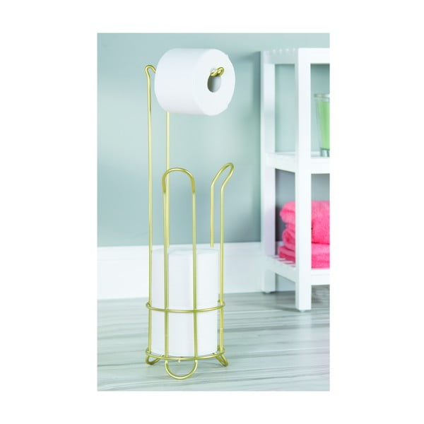 Oceľový stojan na toaletný papier v zlatej farbe Classico – iDesign-image-4