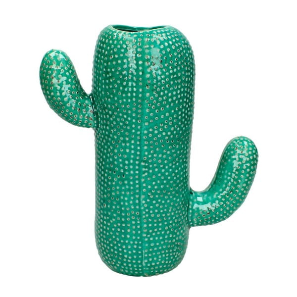 Zelená kameninová váza v tvare kaktusu HF Living, 20 × 22 cm