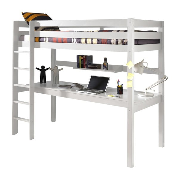 Biela poschodová posteľ s pracovným stolom Vipack Pino, 200 × 105 cm-image-2