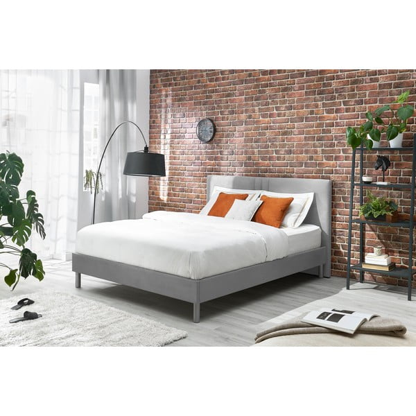 Svetlosivá čalúnená dvojlôžková posteľ s roštom 180x200 cm Kerry - Bobochic Paris-image-1