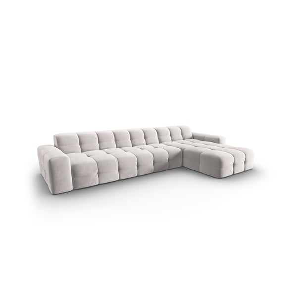 Svetlosivá zamatová rohová pohovka (pravý roh) Kendal - Micadoni Home-image-3