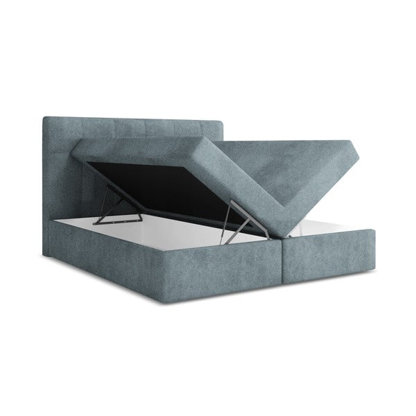 Svetlomodrá boxspring posteľ s úložným priestorom 160x200 cm Palta – Makamii-image-1