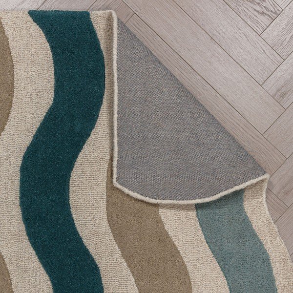 Modrý ručne tkaný vlnený behúň 80x300 cm Cascade Wool – Flair Rugs-image-3