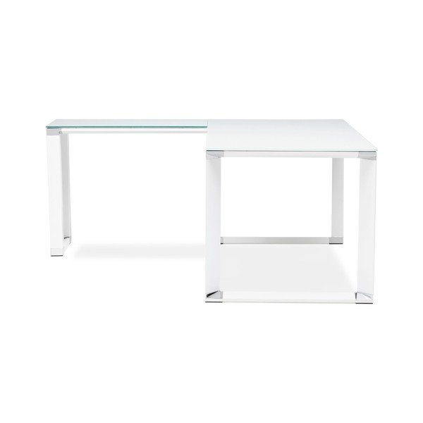 Biely pracovný rohový stôl s sklenenou doskou Kokoon Warner-image-3
