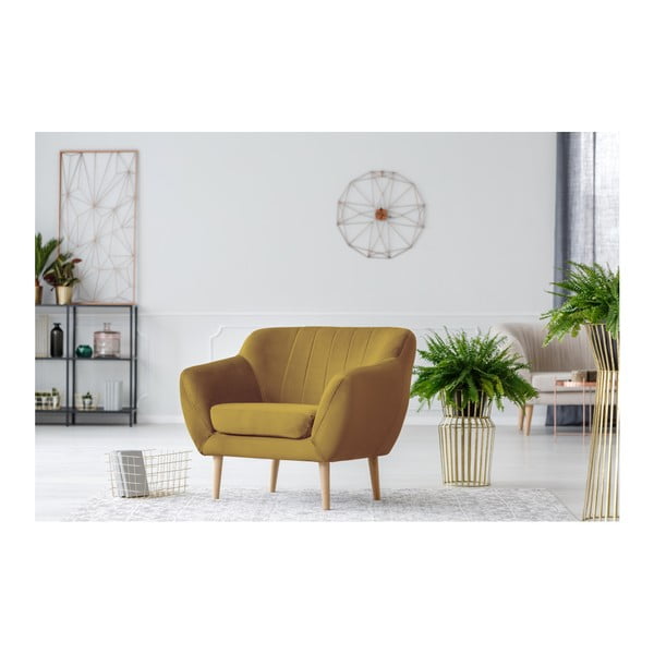 Horčicovožlté kreslo Mazzini Sofas Benito-image-3