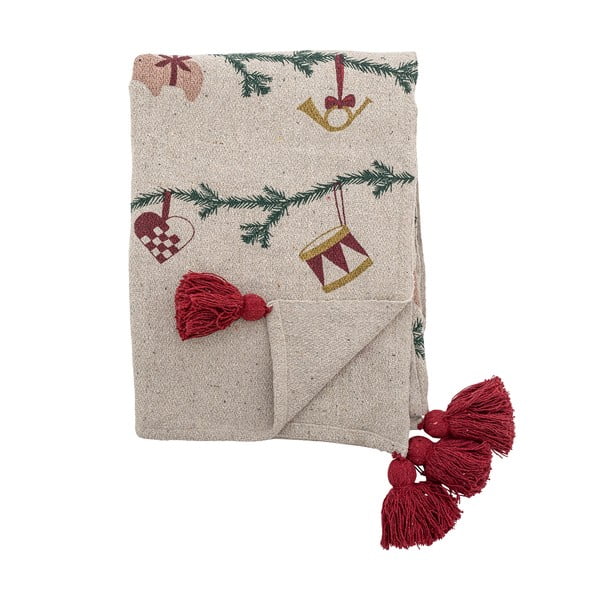 Krémová deka s vianočným motívom 130x160 cm Yule – Bloomingville