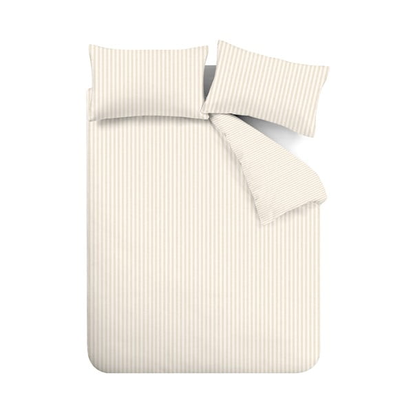 Béžové/krémové flanelové obliečky na dvojlôžko/predĺžené 230x220 cm Stripe – Catherine Lansfield