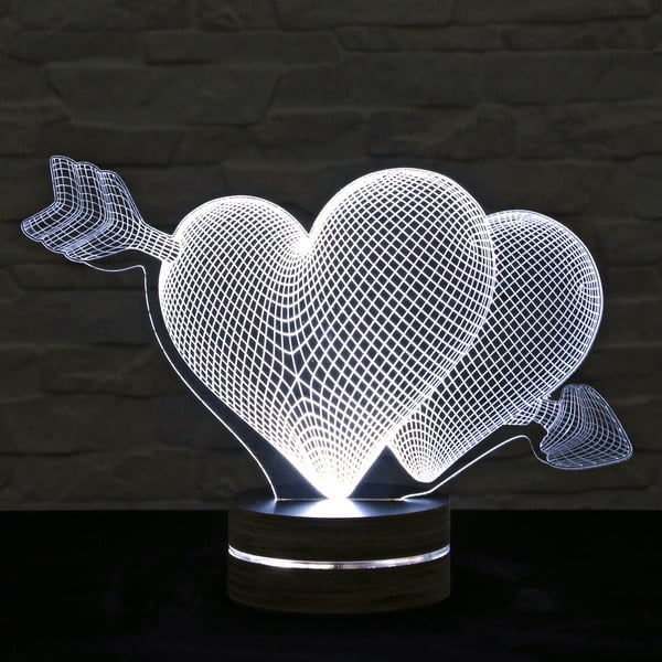 3D stolová lampa Two Hearts
