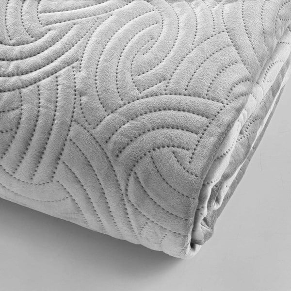 Sivá zamatová súprava prikrývky a obliečky na vankúš 240x260 cm Solange – douceur d'intérieur-image-2