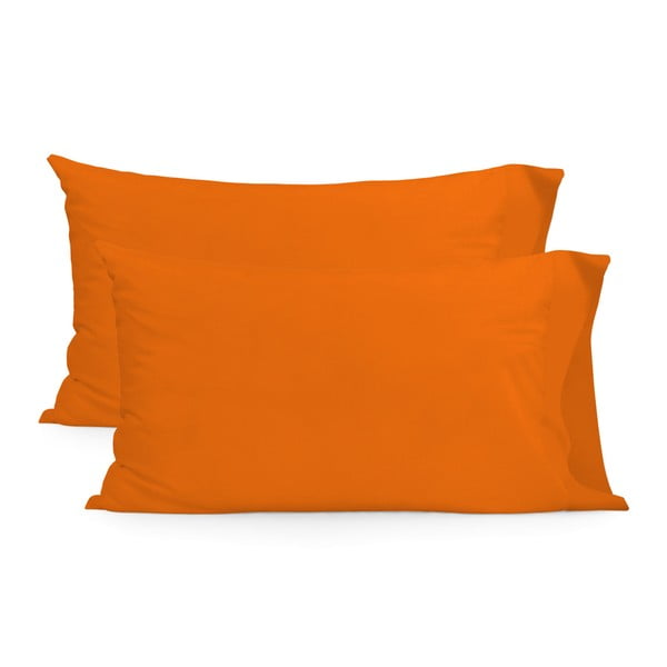 Sada 2 oranžových obliečok na vankúš HF Living Basic, 50 × 80 cm